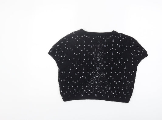 Amaranto Black Sequin Shrug, Women's Size 14