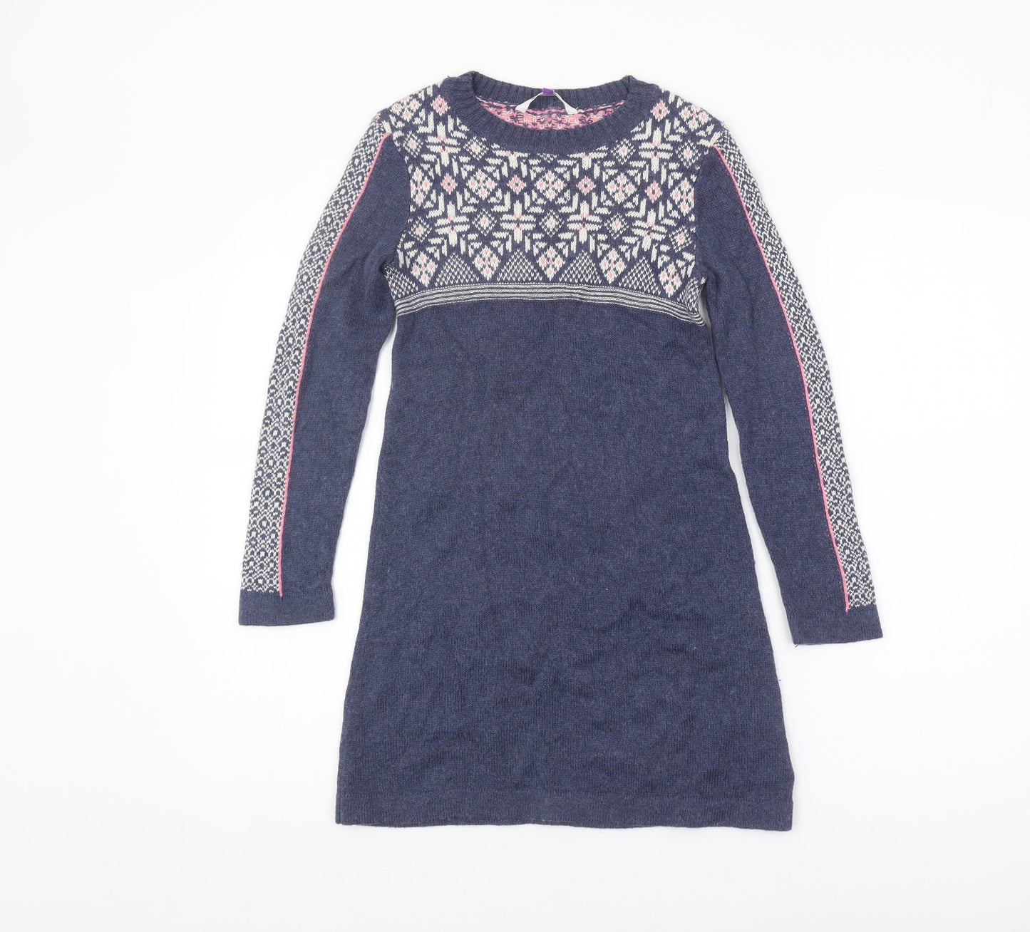 John Lewis Girls Blue Fair Isle Knit Dress 9 Years