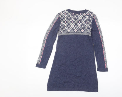 John Lewis Girls Blue Fair Isle Knit Dress 9 Years