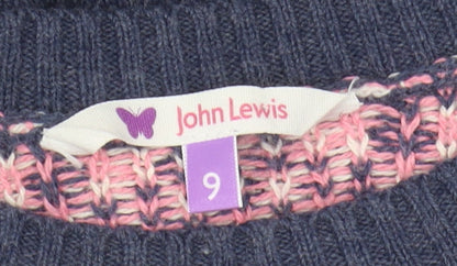 John Lewis Girls Blue Fair Isle Knit Dress 9 Years