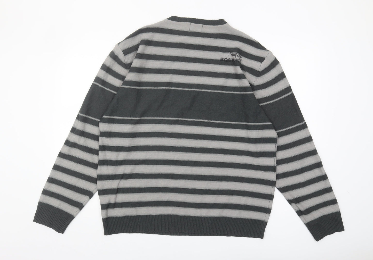 Giorgio Men's XL Grey Striped Pullover Jumper