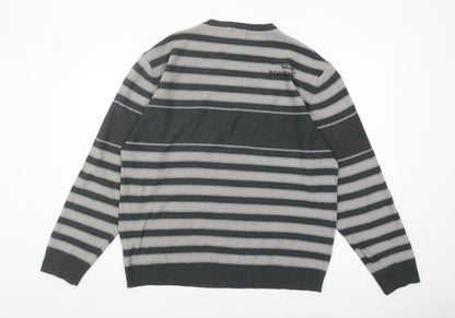 Giorgio Men's XL Grey Striped Pullover Jumper
