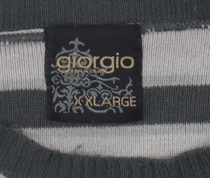 Giorgio Men's XL Grey Striped Pullover Jumper