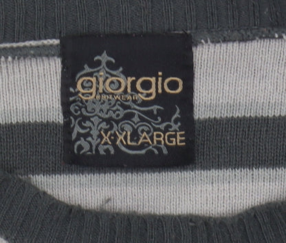 Giorgio Men's XL Grey Striped Pullover Jumper