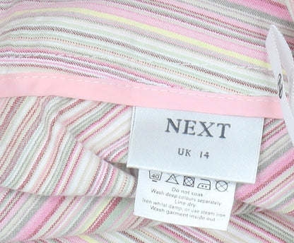 Next Women's Multicoloured Striped Pencil Skirt, Size 14