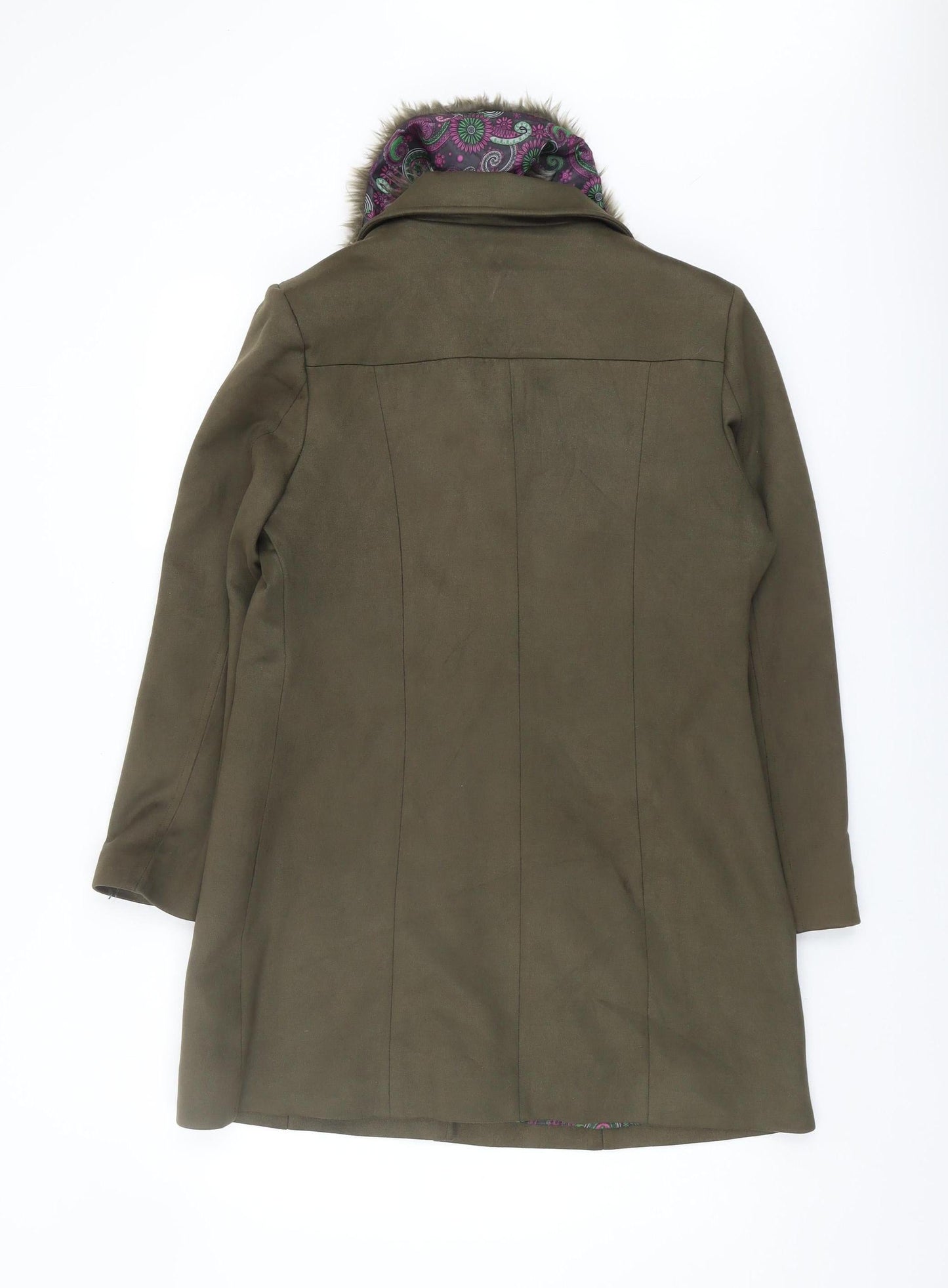 Sky Point Women's Brown Fur Trim Overcoat - L