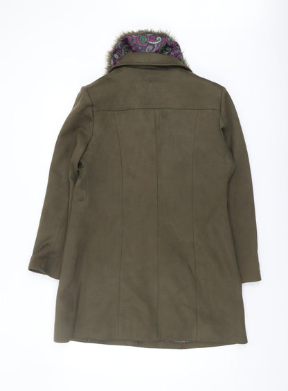 Sky Point Women's Brown Fur Trim Overcoat - L
