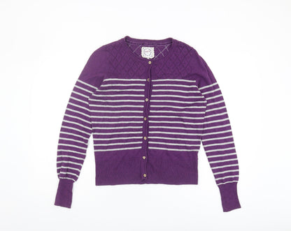 Mantaray Women's Purple Striped Cardigan Size 12