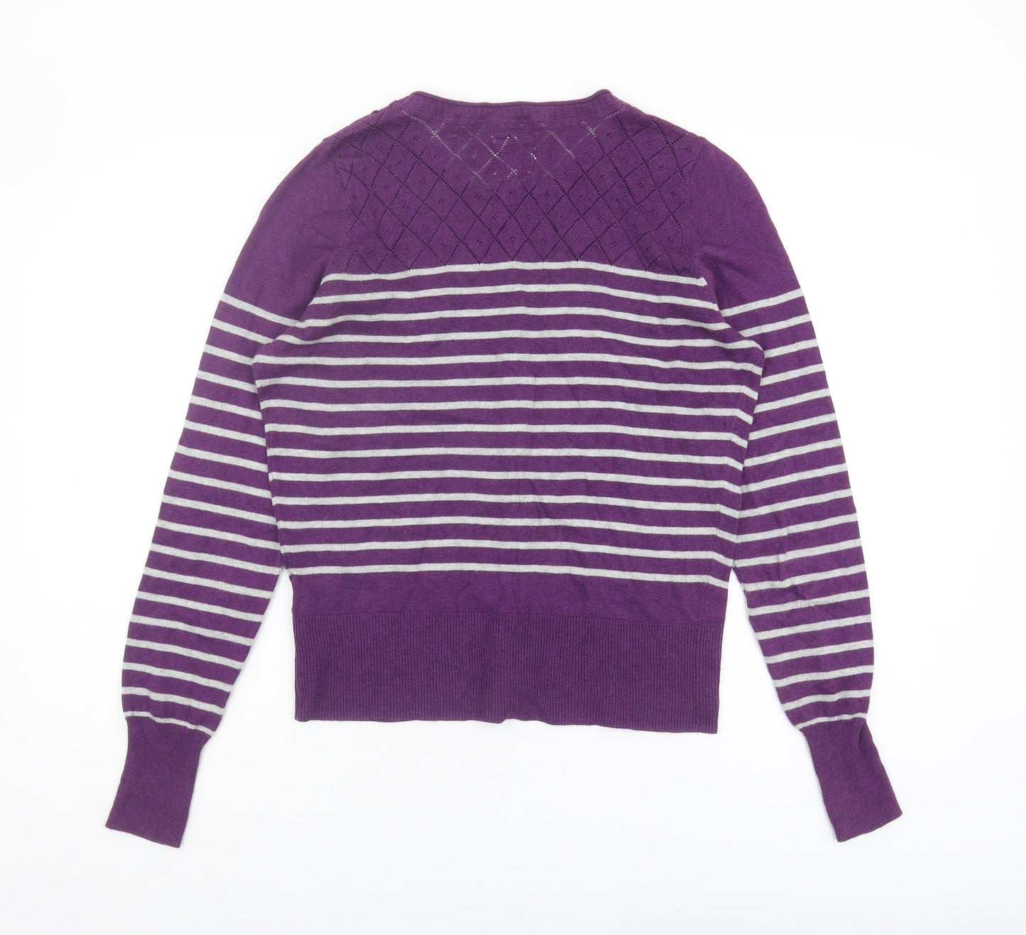 Mantaray Women's Purple Striped Cardigan Size 12