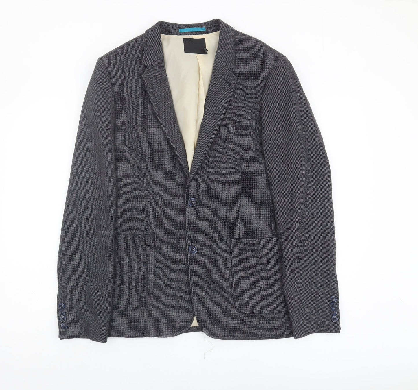 ASOS Men's Grey Regular Fit Herringbone Blazer 36