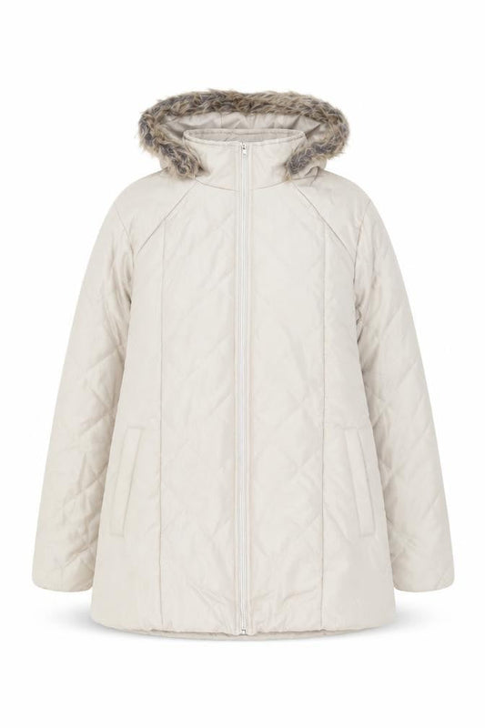 Front view of Anne De Lançay Women's Beige Puffer Jacket S