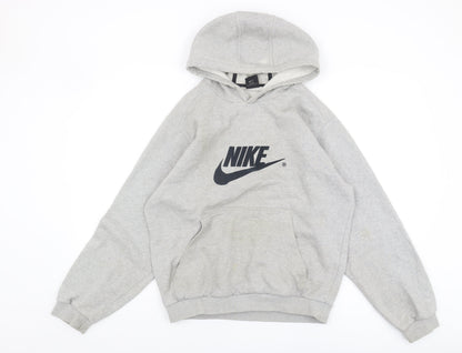 Nike Boys Grey Pullover Hoodie S - Logo, Hooded, Warm
