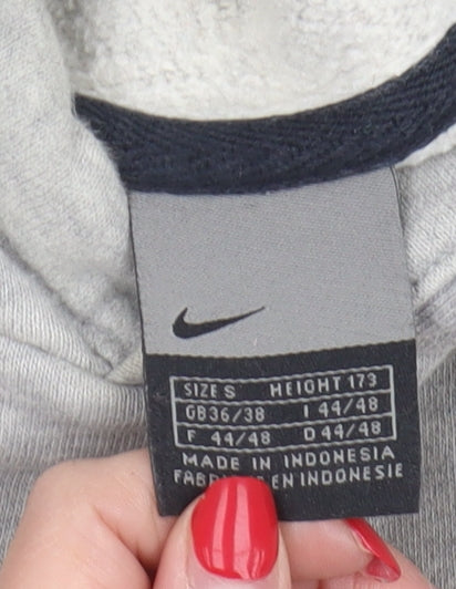 Nike Boys Grey Pullover Hoodie S - Logo, Hooded, Warm