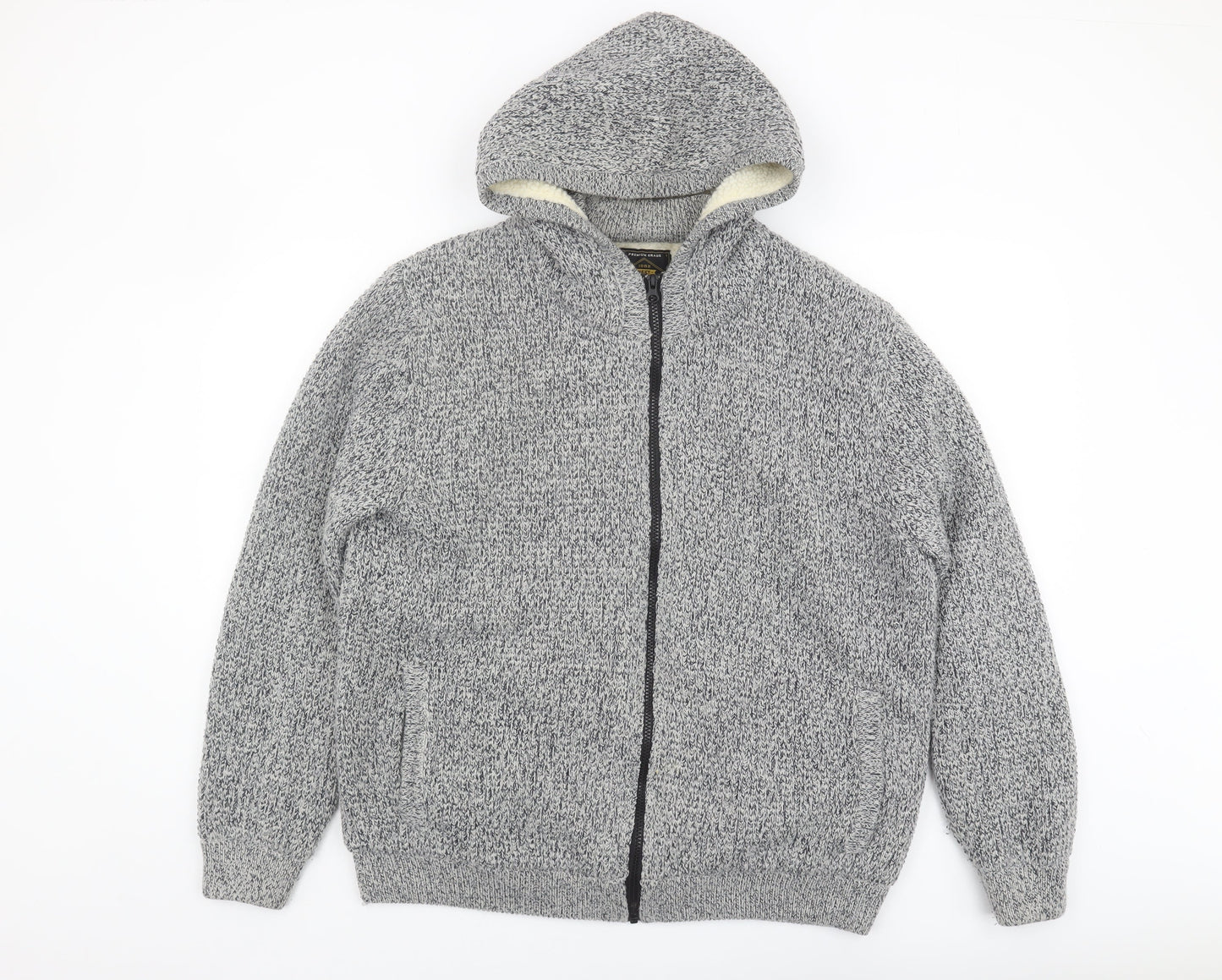 NEXT Men's Grey Hooded Full Zip Jumper, Size L