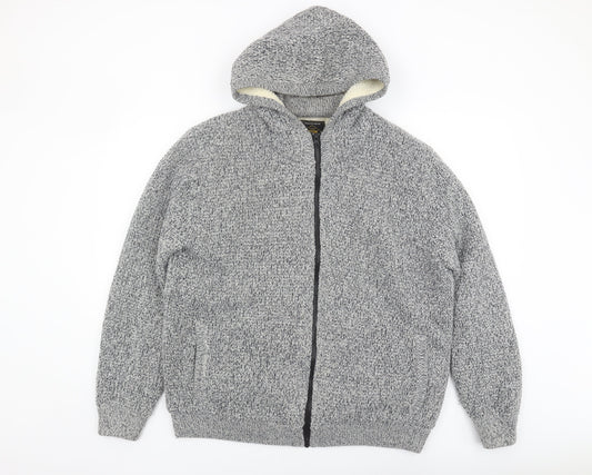 NEXT Men's Grey Hooded Full Zip Jumper, Size L