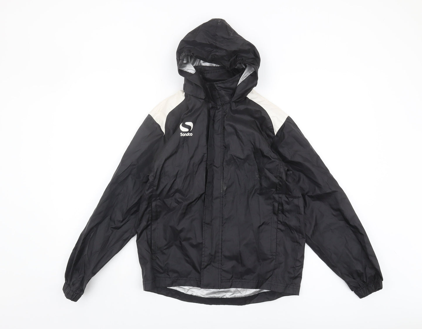 Sondico Boys Black Windbreaker Jacket, Size 9-10 Years