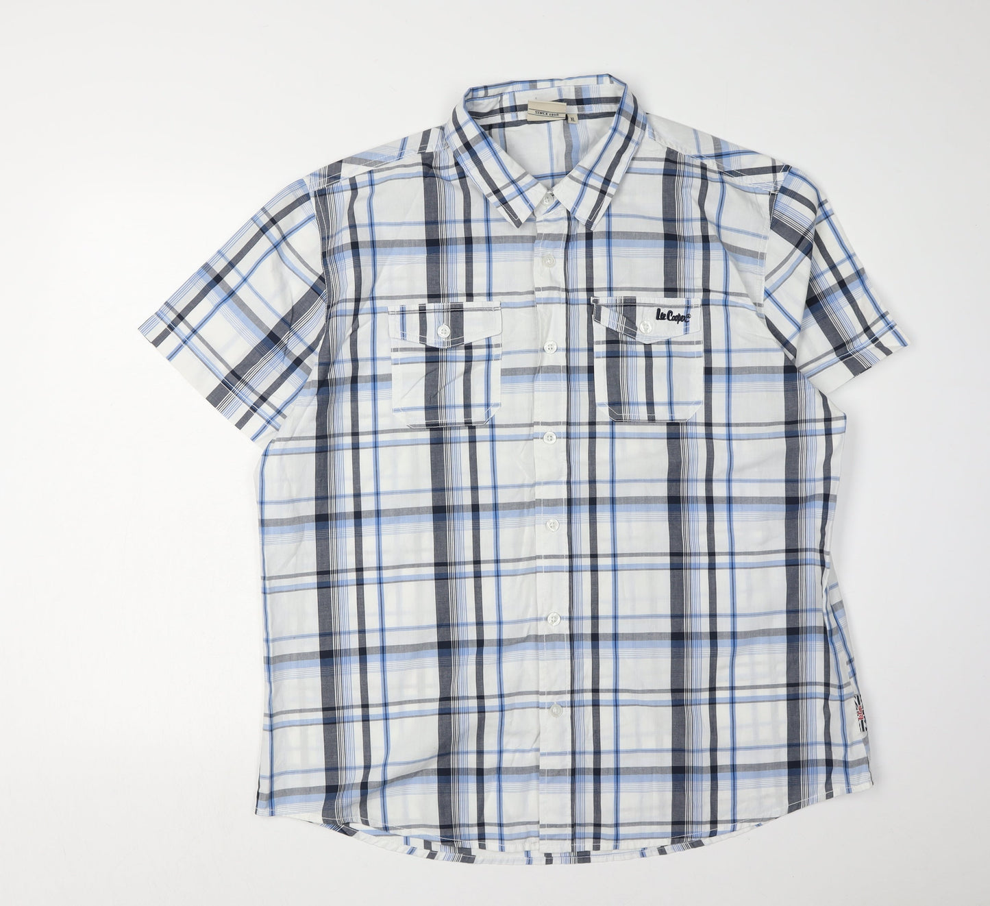 Lee Cooper Men's Blue XL Plaid Button-Up Shirt