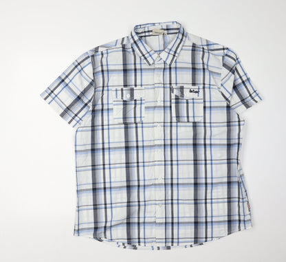 Lee Cooper Men's Blue XL Plaid Button-Up Shirt