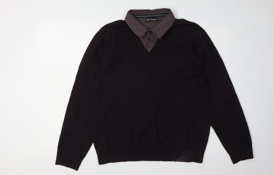 Marks and Spencer Men's Black Collared Pullover Jumper L