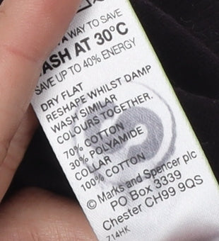 Marks and Spencer Men's Black Collared Pullover Jumper L