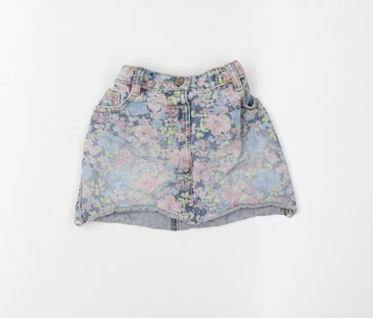 Next Girls Floral Denim Mini Skirt 3-4 Years