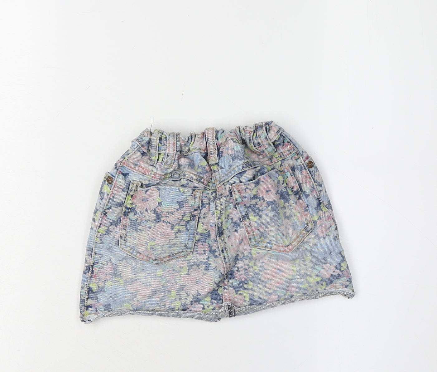 Next Girls Floral Denim Mini Skirt 3-4 Years