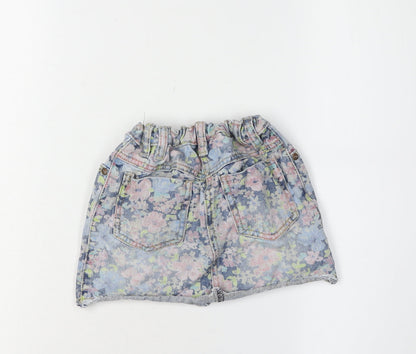 Next Girls Floral Denim Mini Skirt 3-4 Years