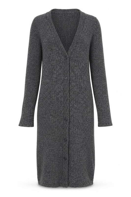 Front view of ASOS Petite Grey Cable-Knit Cardigan, size 10