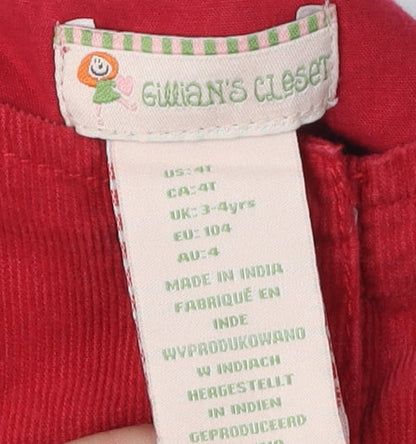 Givian's Closet Girls Red Christmas Dress 3-4 Years Cotton