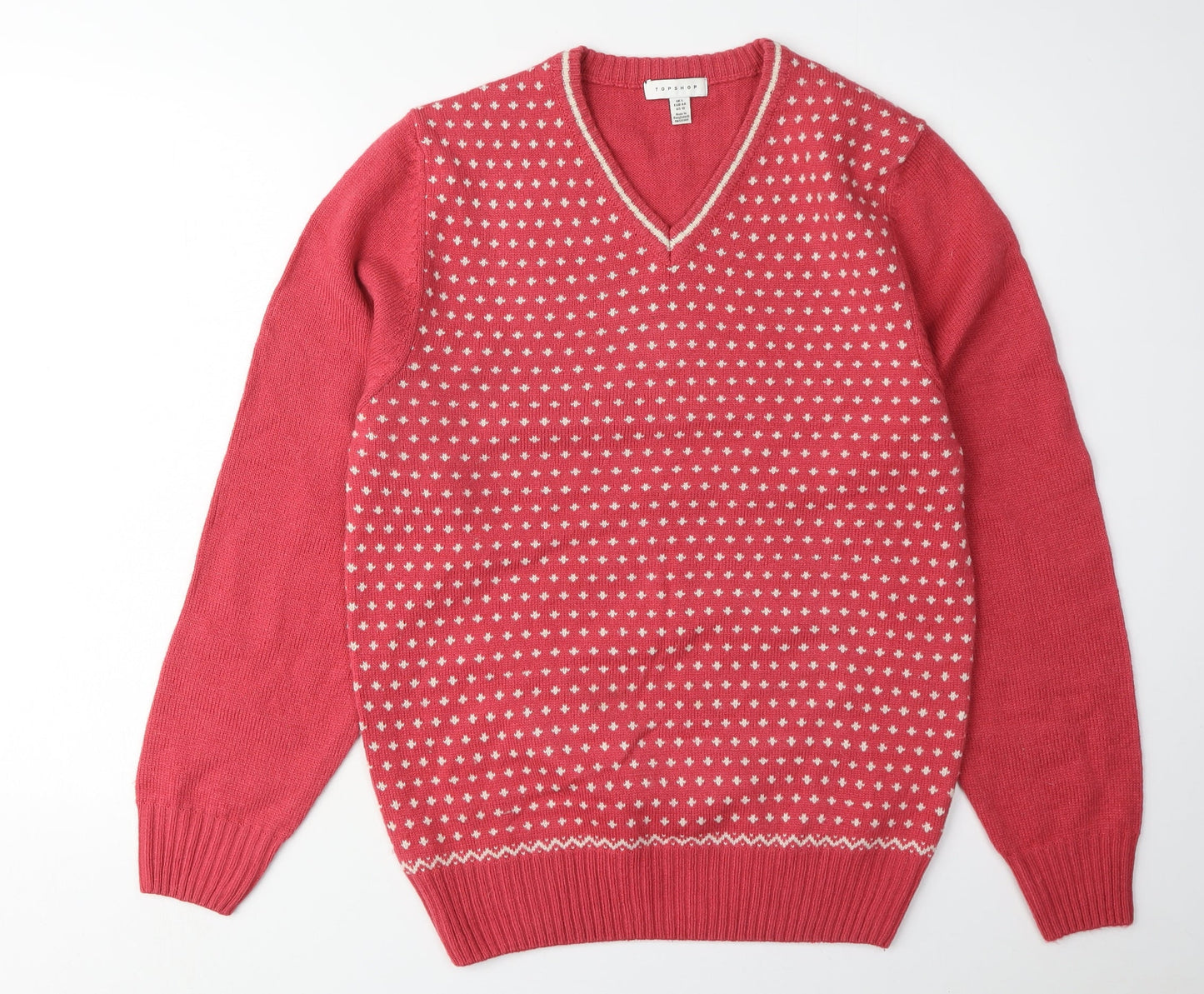 Womens UK Size L Topshop Red Pullover Jumper