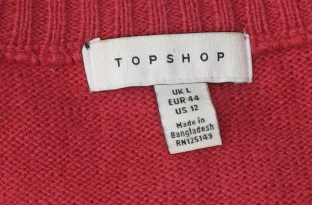Womens UK Size L Topshop Red Pullover Jumper