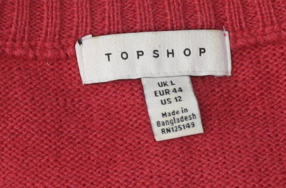Womens UK Size L Topshop Red Pullover Jumper