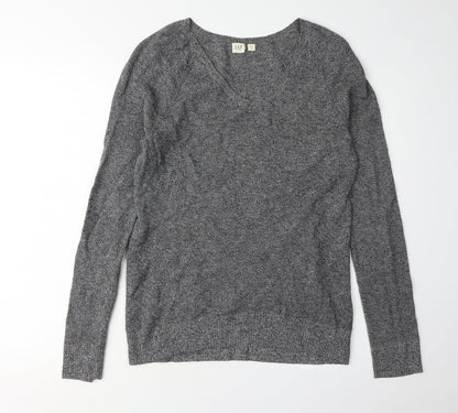 GAP Women's Grey V-Neck Pullover Jumper - Size S