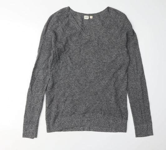 GAP Women's Grey V-Neck Pullover Jumper - Size S