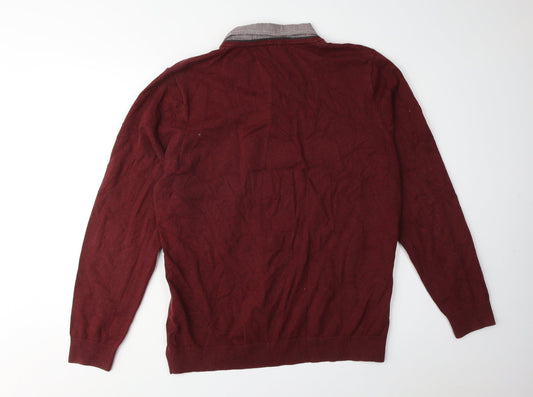 Marks and Spencer Men's Red XL V-Neck Pullover Jumper