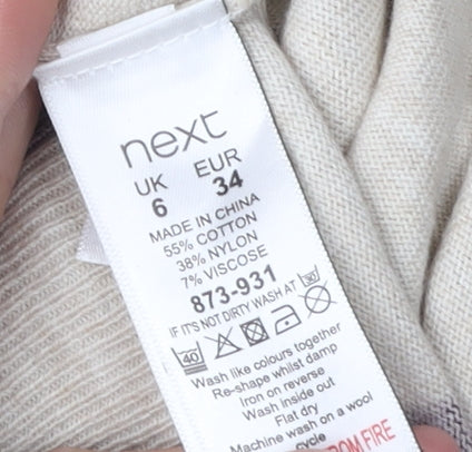 Next Women Beige Floral Knit Dress, Size 6, Boat Neck