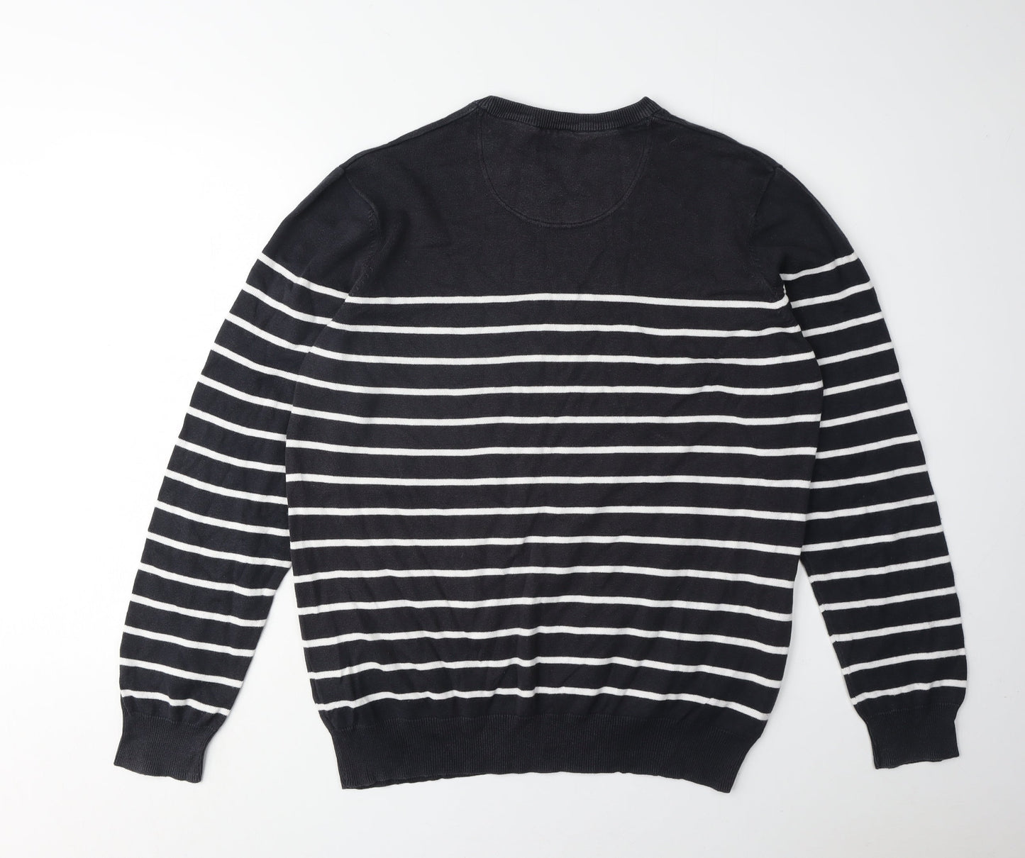 Atlantic Bay Men's Black Striped Pullover Jumper, Size L