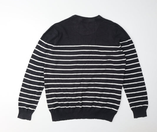 Atlantic Bay Men's Black Striped Pullover Jumper, Size L