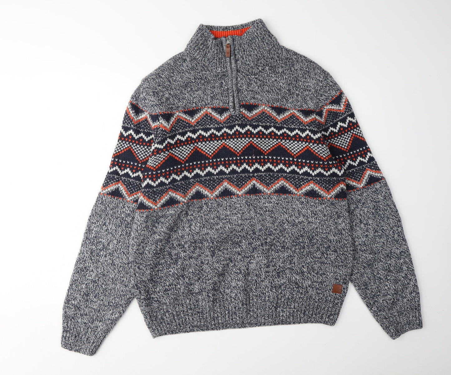 Next Men's Blue Geometric Pullover Jumper, Size L