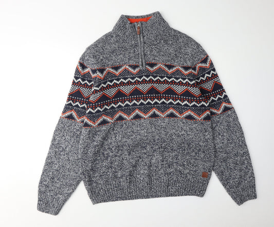 Next Men's Blue Geometric Pullover Jumper, Size L