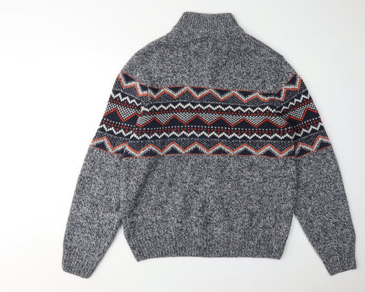 Next Men's Blue Geometric Pullover Jumper, Size L