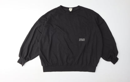 H&M Unisex Black Graphic Print Pullover Sweatshirt L
