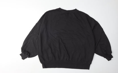 H&M Unisex Black Graphic Print Pullover Sweatshirt L