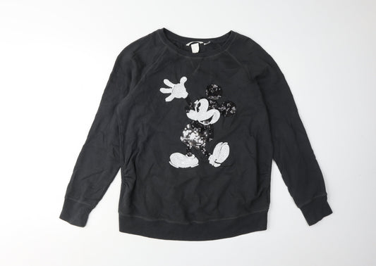 H&M Women's Black Mickey Mouse Pullover Sweatshirt M