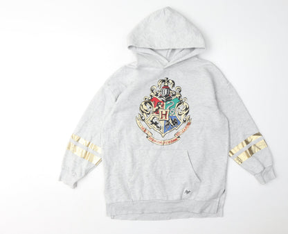 H&M Boys Grey Hoodie 9-10 Years Pullover with Logo Design