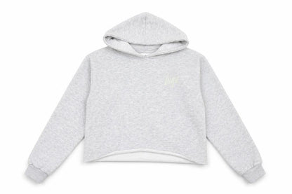 Front view of Hype girls’ grey cotton hoodie pullover, 13 years, hooded casual