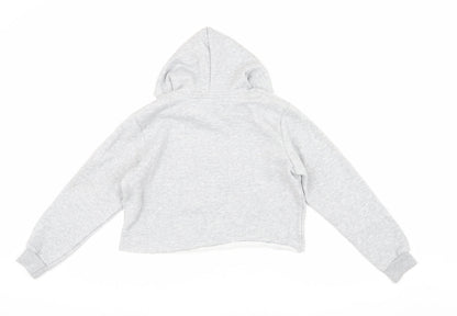Hype Girls Grey Cotton Hoodie Pullover, 13 Years, Hooded Casual