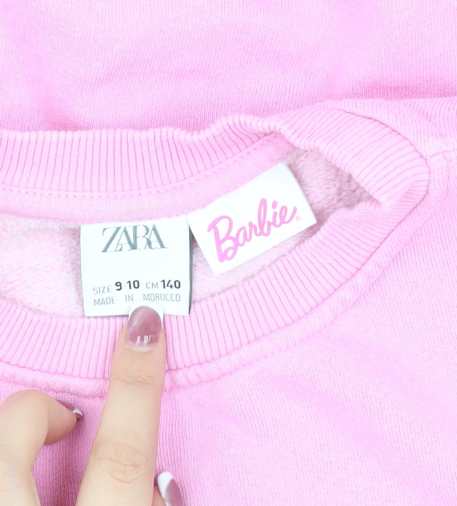 Zara Girls Pink Barbie Pullover Sweatshirt 9-10 Years