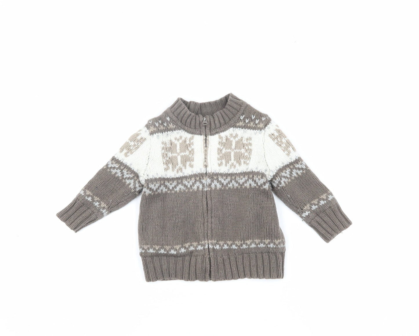 Gap Unisex Baby Toddler Brown Fair Isle Puffer Jacket 12-18M