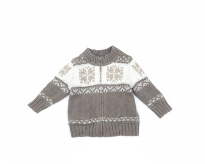 Gap Unisex Baby Toddler Brown Fair Isle Puffer Jacket 12-18M